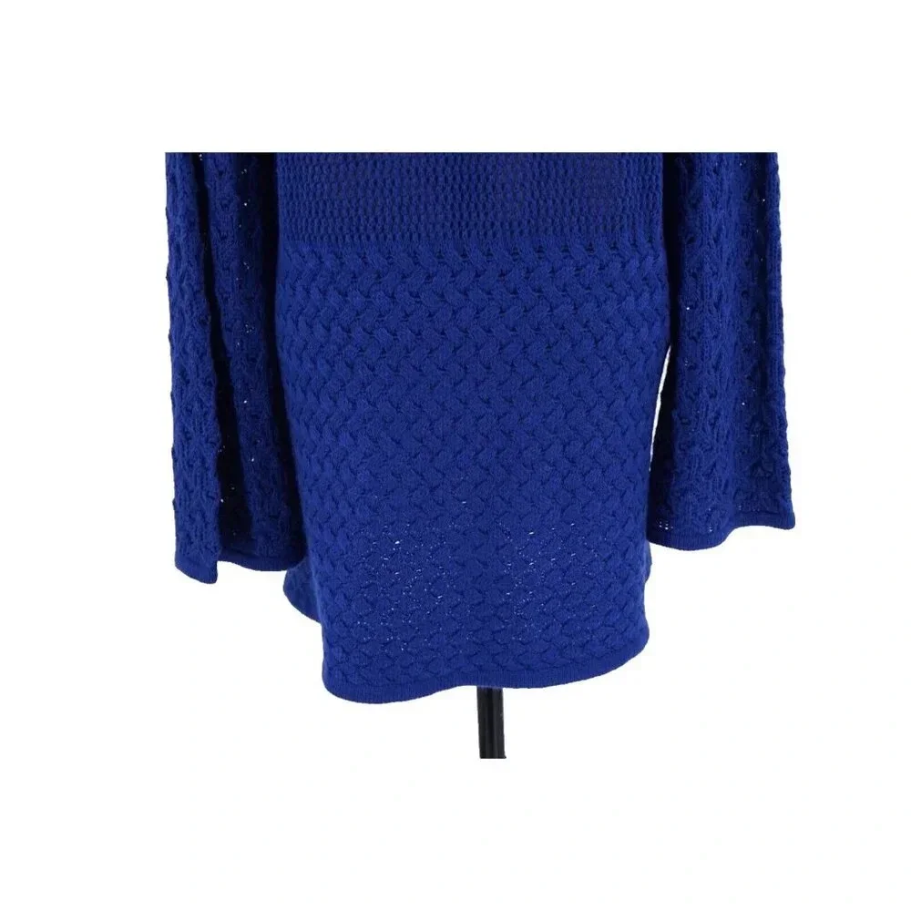 Avenue Sweater Women 14/16 Blue Long Tunic Round Neck Long Bell Sleeve Soft - Picture 7 of 9